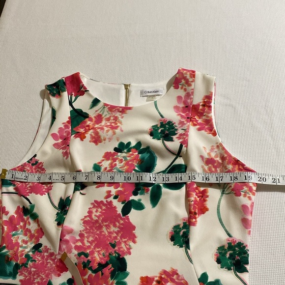 Calvin Klein Floral Ruffled Sleeveless Midi Dress Size 14 - Picture 7 of 11